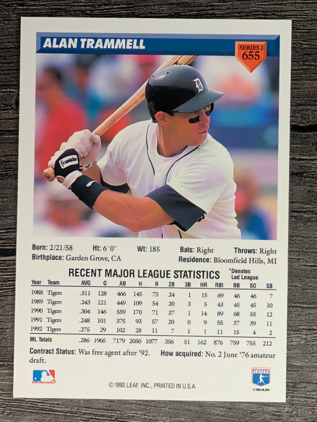 1993 Donruss #655 Alan Trammell