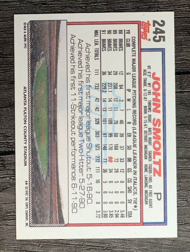 1992 Topps #245 John Smoltz