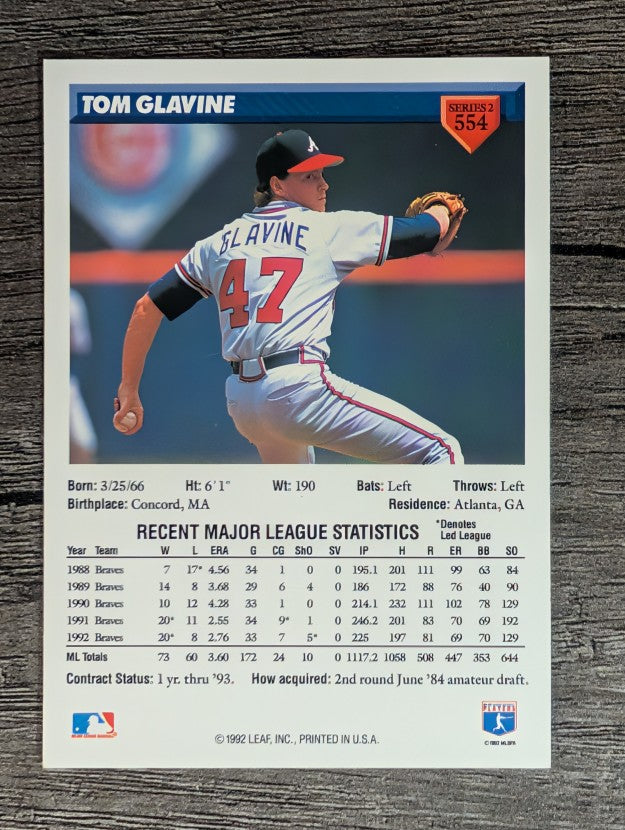 1993 Donruss #554 Tom Glavine