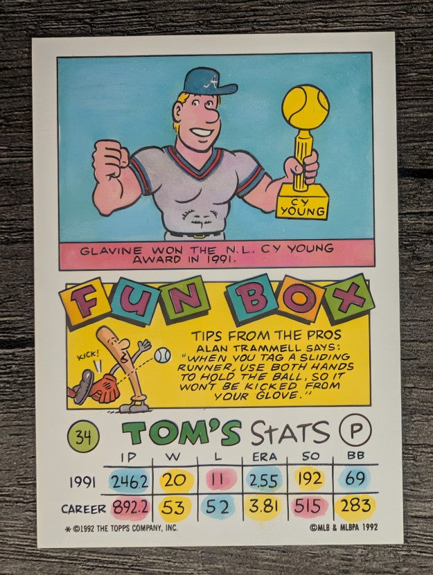 1992 Topps Kids #34 Tom Glavine