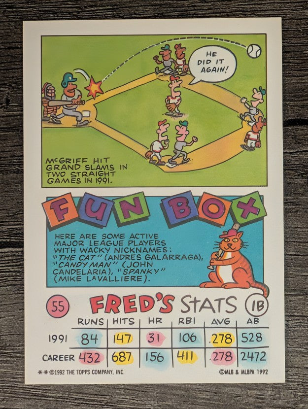 1992 Topps Kids #55 Fred McGriff