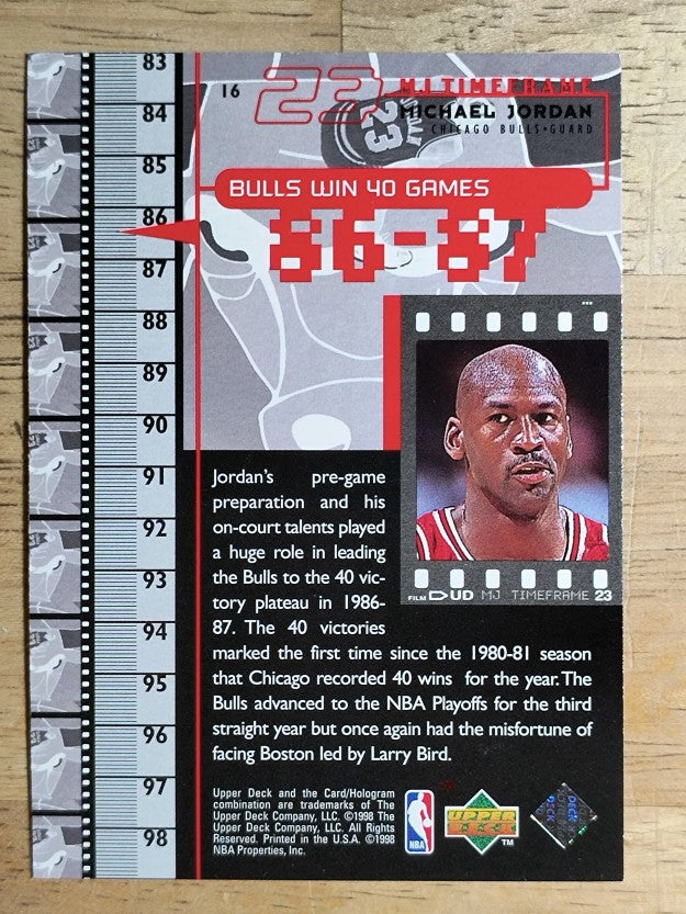 1998 Upper Deck Michael Jordan Living Legend #16 Michael Jordan TF 1988-89