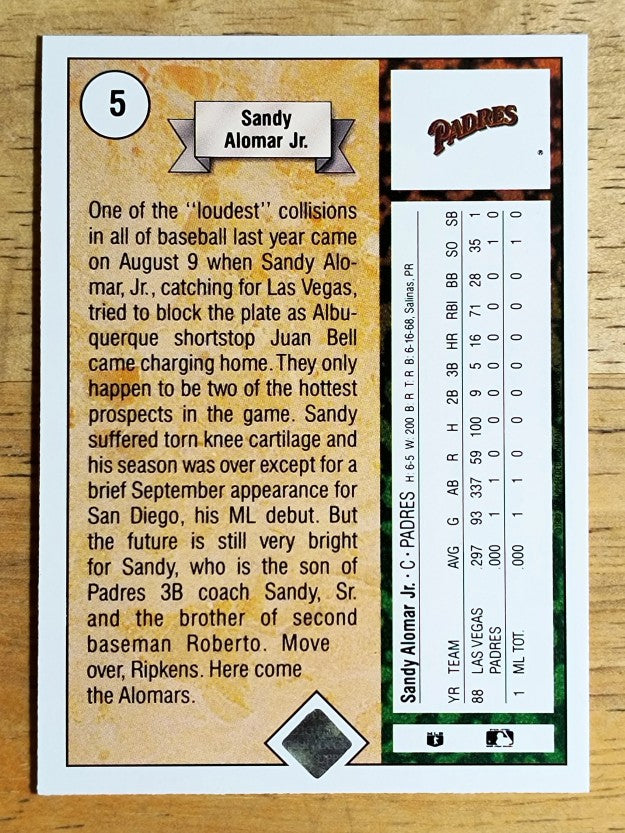 1989 Upper Deck #5 Sandy Alomar Jr. RC