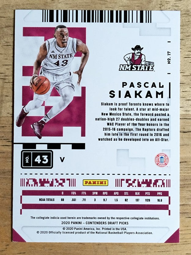 2020-21 Panini Contenders Draft Picks Variations #17 Pascal Siakam
