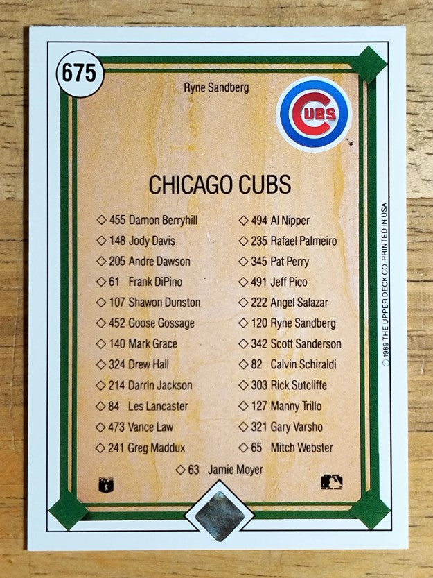 1989 Upper Deck #675 Ryne Sandberg TC