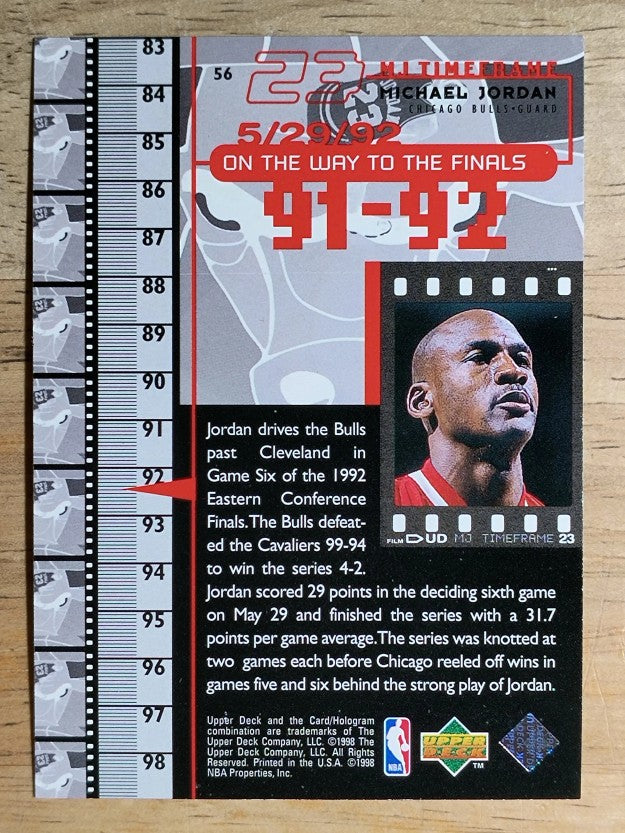1998 Upper Deck Michael Jordan Living Legend #56 Michael Jordan TF 1992-93