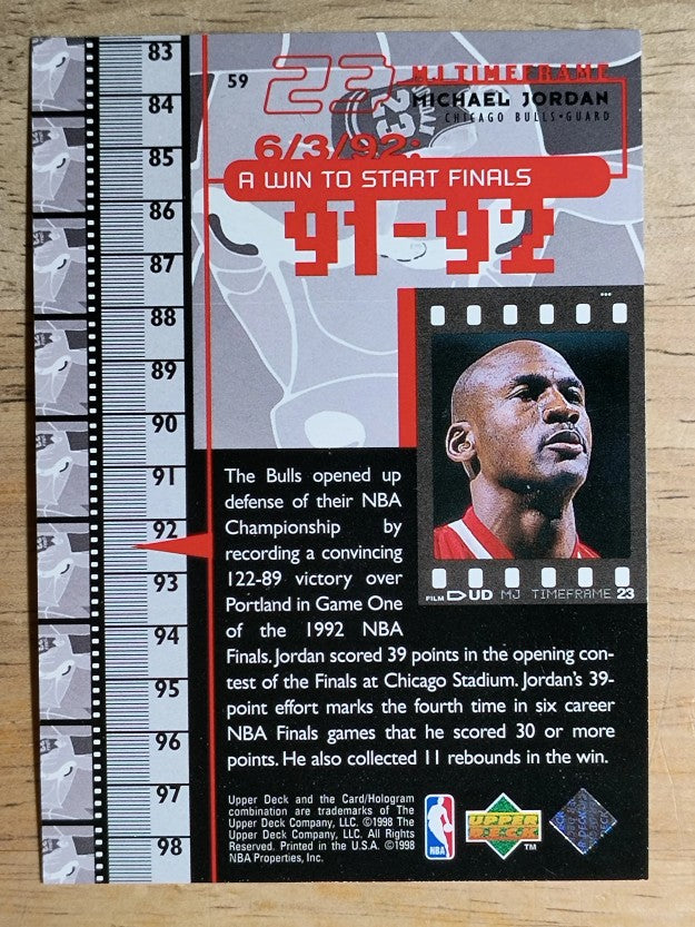 1998 Upper Deck Michael Jordan Living Legend #59 Michael Jordan TF 1992-93
