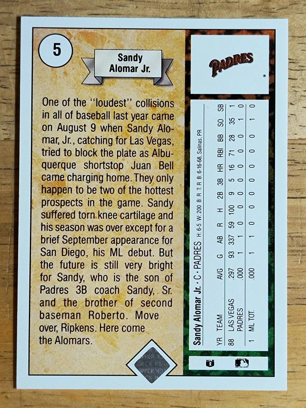 1989 Upper Deck #5 Sandy Alomar Jr. RC