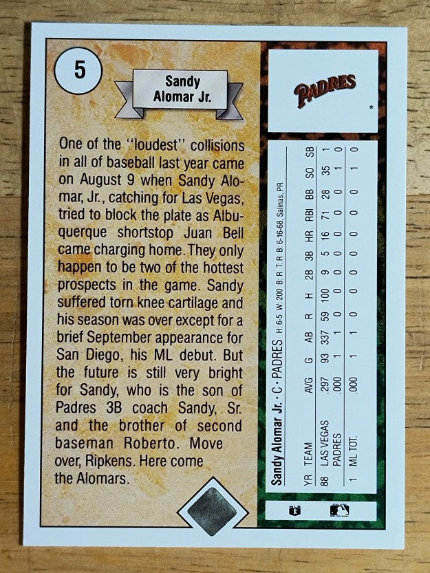 1989 Upper Deck #5 Sandy Alomar Jr. RC