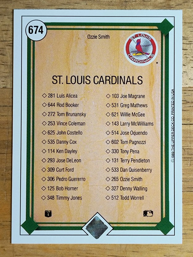 1989 Upper Deck #674 Ozzie Smith TC