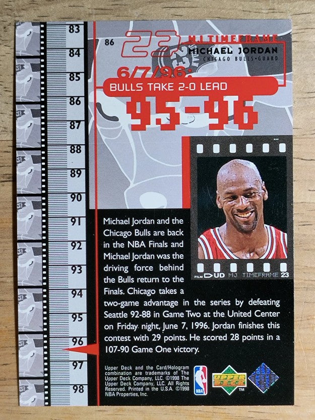 1998 Upper Deck Michael Jordan Living Legend #86 Michael Jordan TF 1995-96