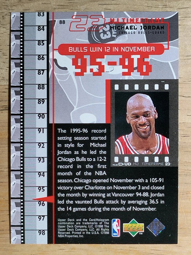 1998 Upper Deck Michael Jordan Living Legend #88 Michael Jordan TF 1995-96