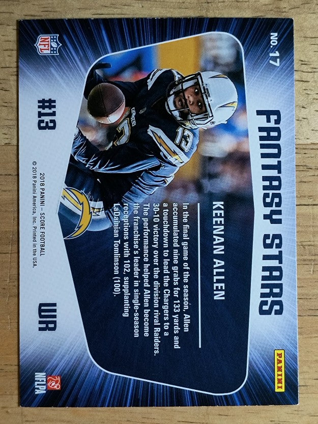 2018 Score Fantasy Stars #17 Keenan Allen