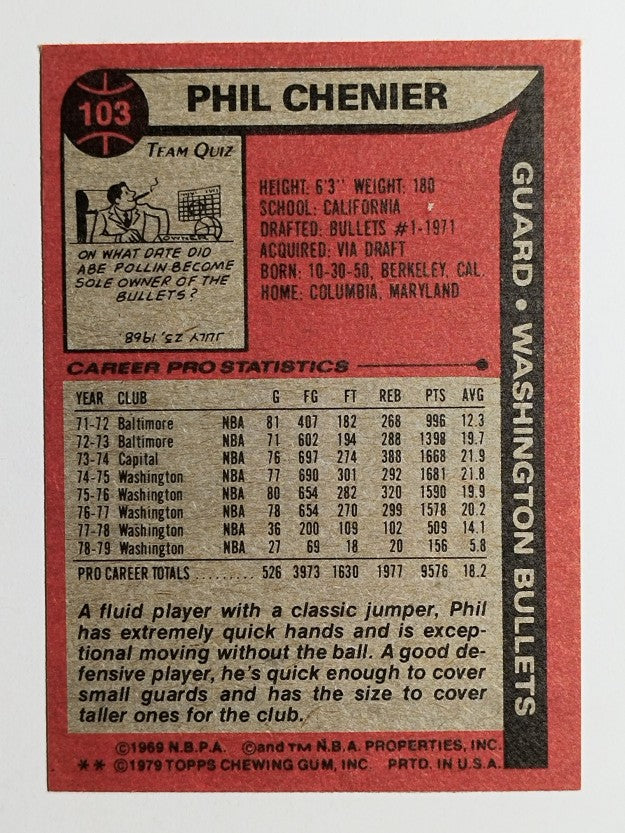 1979-80 Topps #103 Phil Chenier (NM)