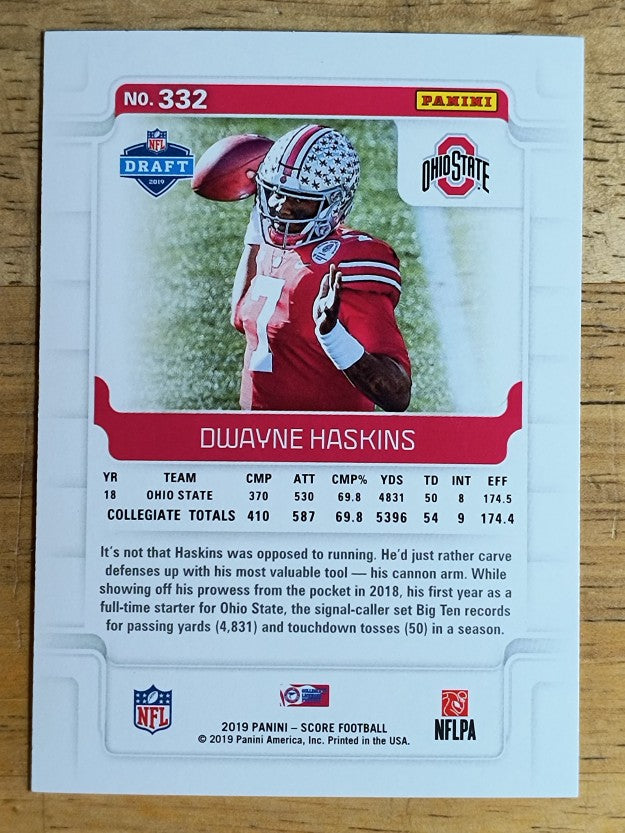 2019 Score #332 Dwayne Haskins RC