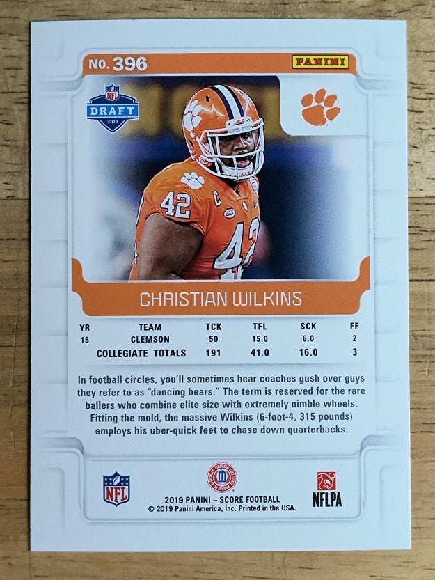 2019 Score #396 Christian Wilkins RC