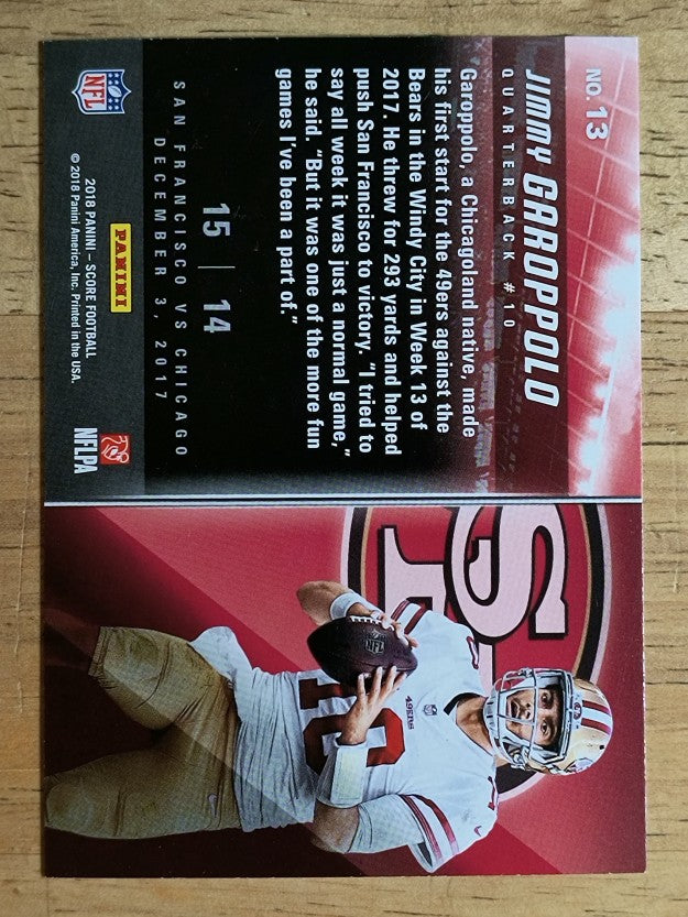 2018 Score Scoreboard #13 Jimmy Garoppolo