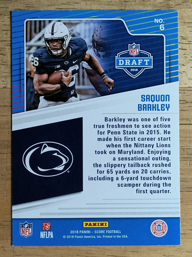 2018 Score NFL Draft #6 Saquon Barkley