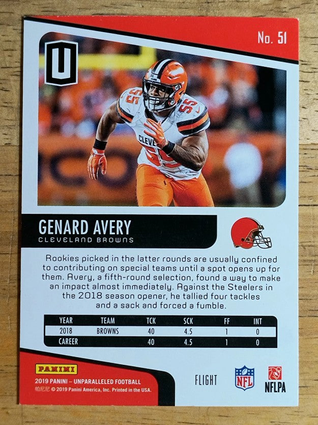 2019 Panini Unparalleled Flight #51 Genard Avery