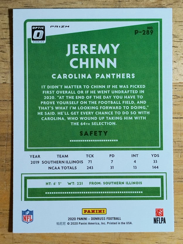 2020 Donruss Optic Preview Red and Green #P289 Jeremy Chinn