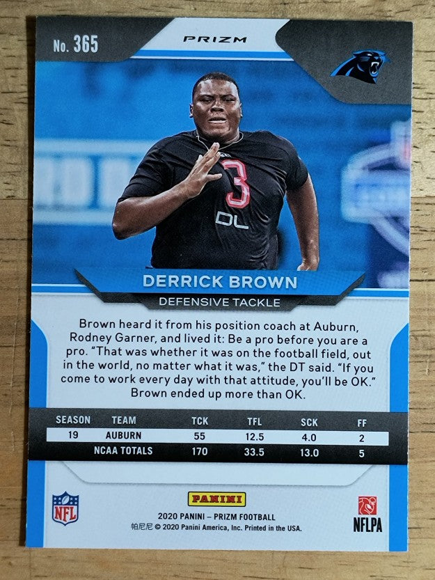 2020 Panini Prizm Prizms Red White and Blue #365 Derrick Brown (NM)