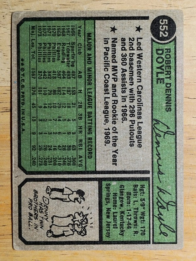 1974 Topps #552 Denny Doyle (POOR)