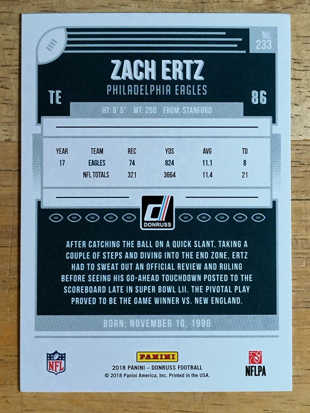 2018 Donruss Press Proof Blue #233 Zach Ertz