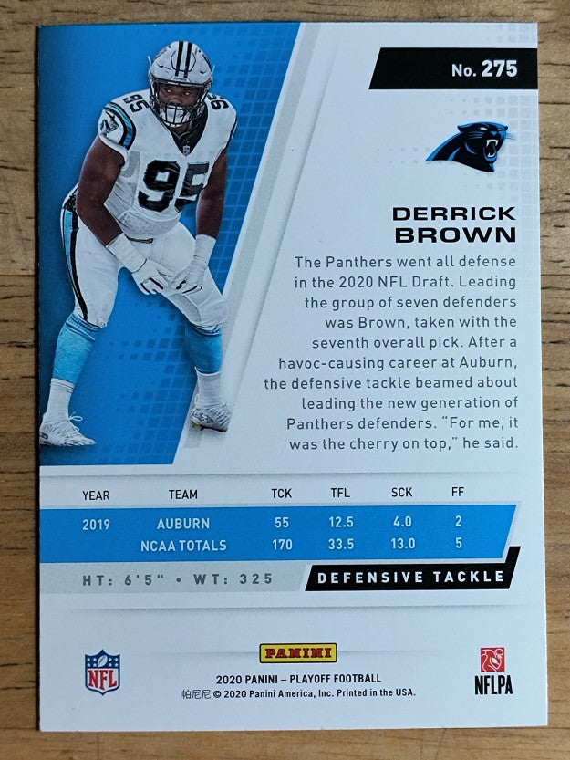 2020 Playoff #275 Derrick Brown RC