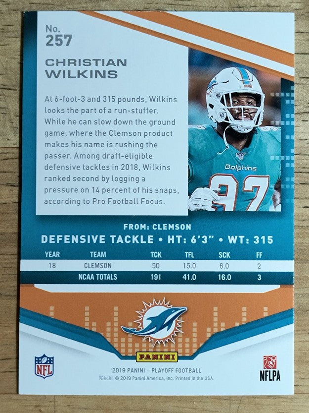2019 Playoff #257 Christian Wilkins RC