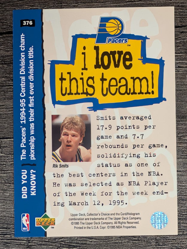 1995-96 Collector's Choice #376 Rik Smits LOVE