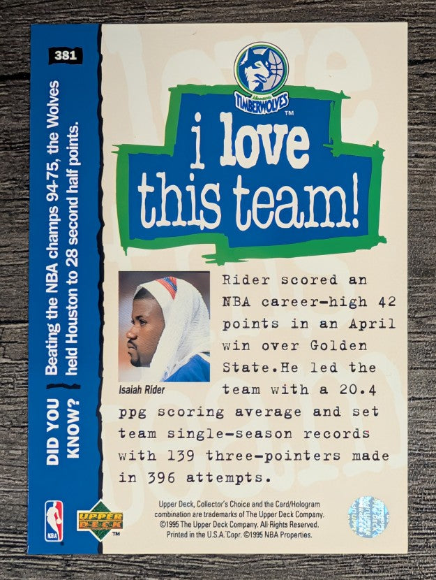 1995-96 Collector's Choice #381 Isaiah Rider LOVE