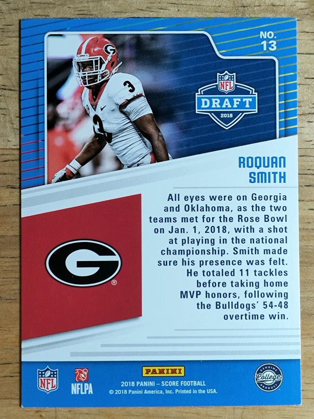 2018 Score NFL Draft #13 Roquan Smith