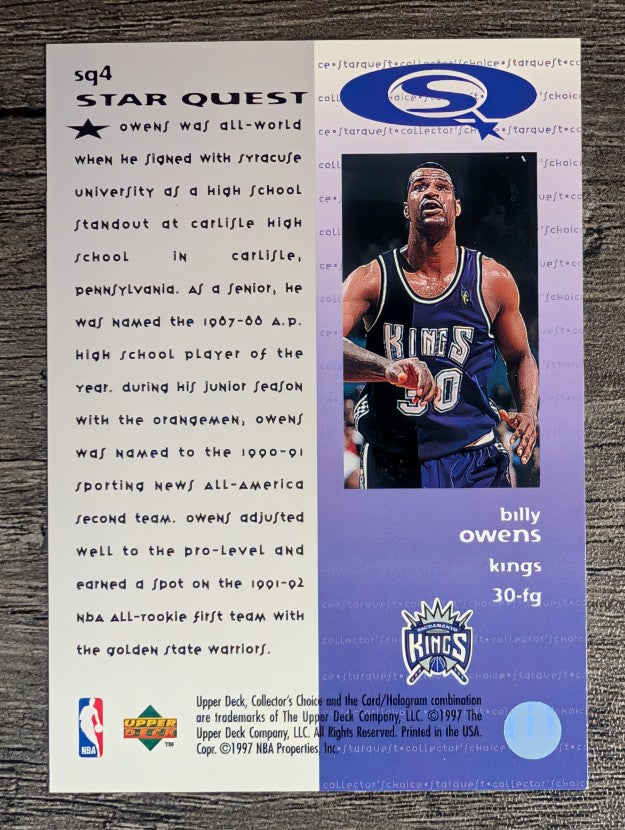 1997-98 Collector's Choice StarQuest #4 Billy Owens