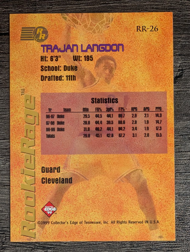 1999 Collector's Edge Rookie Rage #RR26 Trajan Langdon