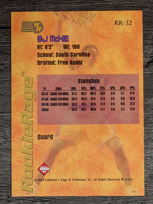 1999 Collector's Edge Rookie Rage #RR32 B.J. McKie