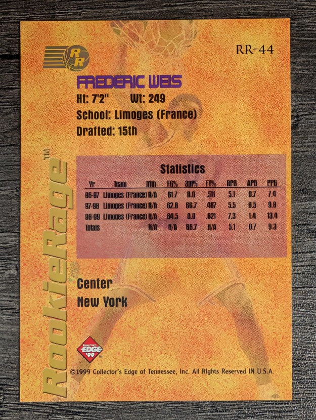 1999 Collector's Edge Rookie Rage #RR44 Frederic Weis