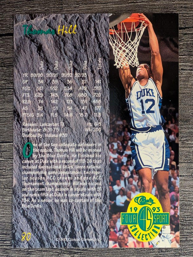 1993 Classic Four Sport #80 Thomas Hill