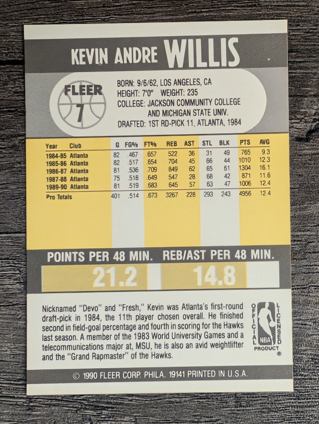1990-91 Fleer #7 Kevin Willis