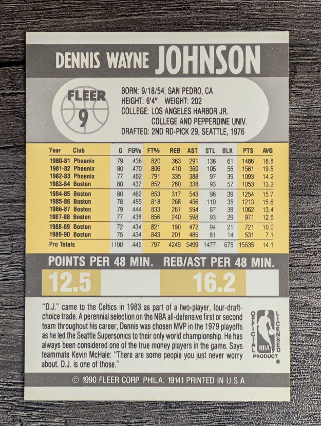 1990-91 Fleer #9 Dennis Johnson