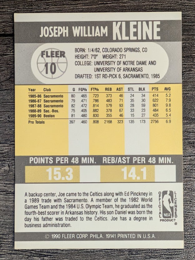 1990-91 Fleer #10 Joe Kleine