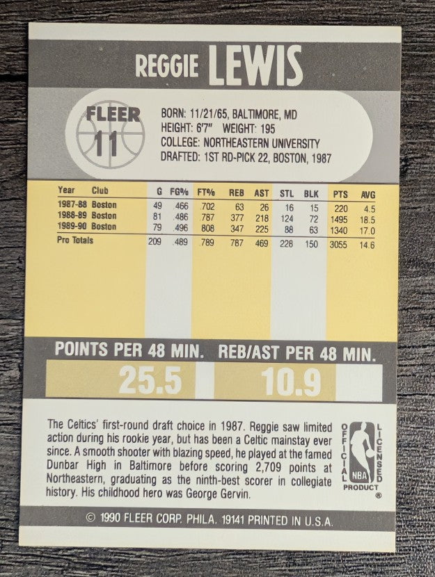 1990-91 Fleer #11 Reggie Lewis