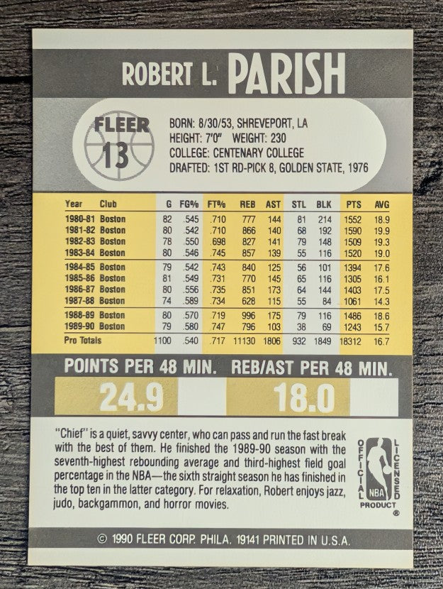 1990-91 Fleer #13 Robert Parish