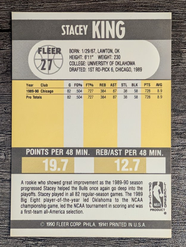 1990-91 Fleer #27 Stacey King RC