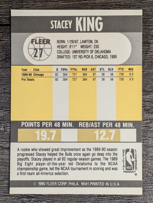 1990-91 Fleer #27 Stacey King RC