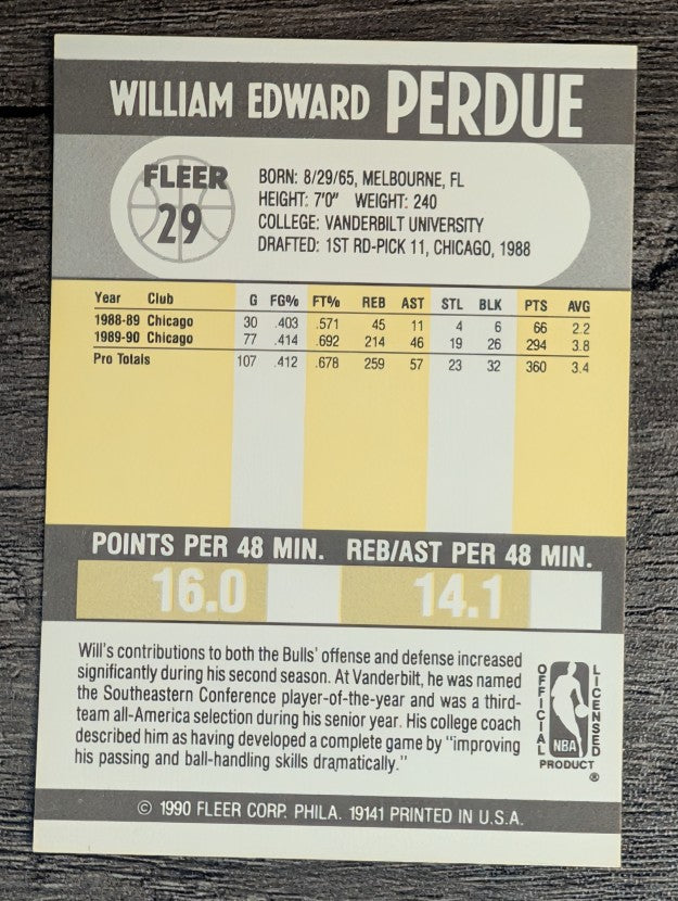 1990-91 Fleer #29 Will Perdue