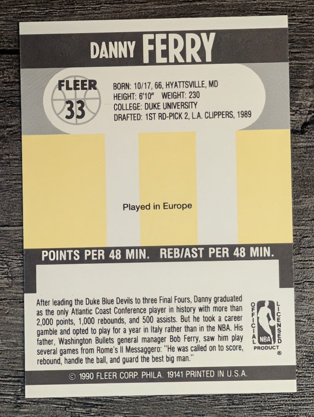 1990-91 Fleer #33 Danny Ferry RC