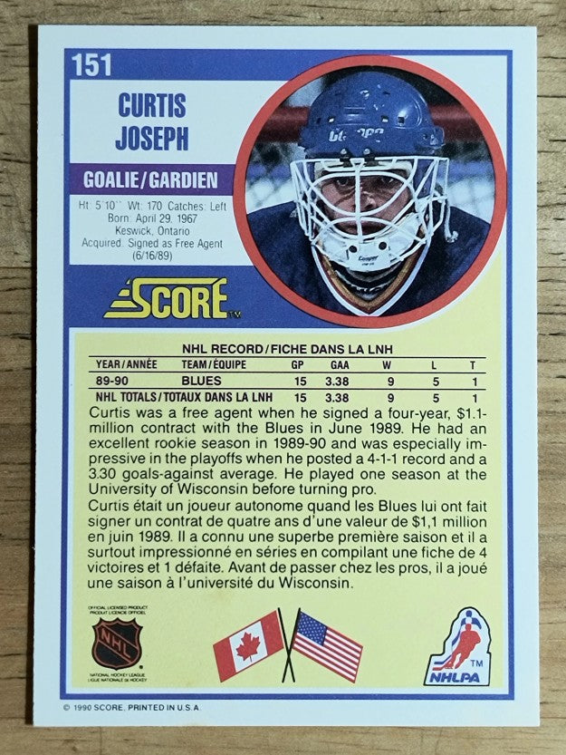 1990-91 Score #151 Curtis Joseph RC