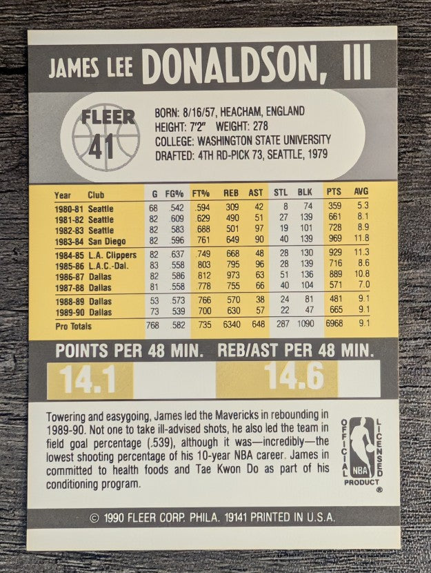 1990-91 Fleer #41 James Donaldson