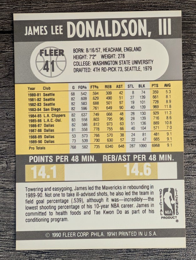 1990-91 Fleer #41 James Donaldson