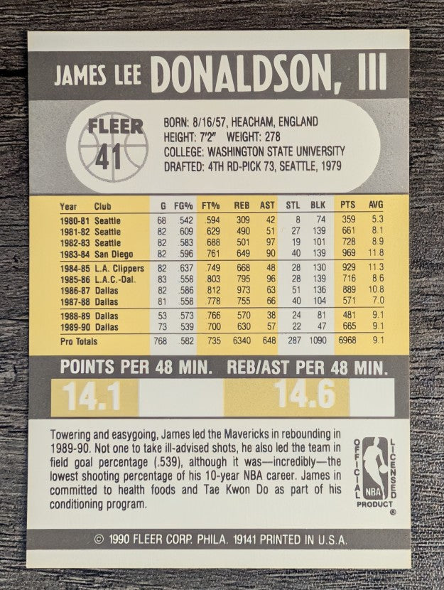 1990-91 Fleer #41 James Donaldson